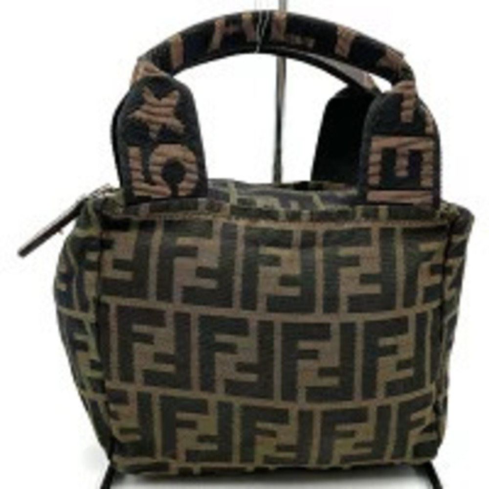 Fendi Zucca Handbag Pouch Clutch Brown Khaki Green